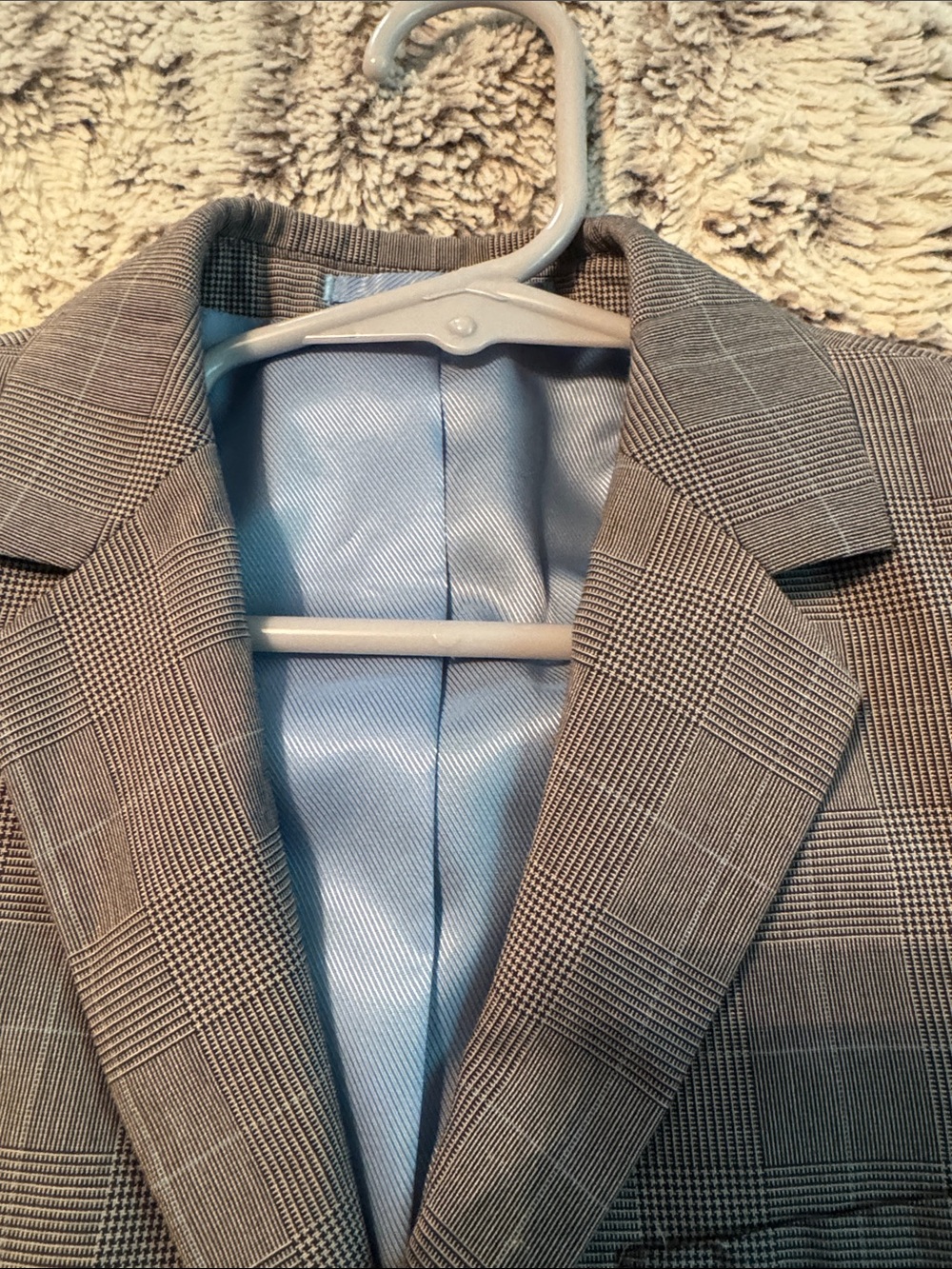 Autograph Gray Plaid Boys' Blazer with Light Blue Lining - Picture 3 of 7